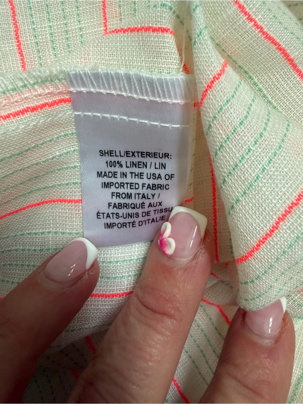Milly Linen Button Front Shirt Dress Coverup Cream Neon Coral Green XS - Picture 13 of 14